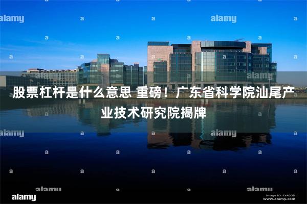 股票杠杆是什么意思 重磅！广东省科学院汕尾产业技术研究院揭牌