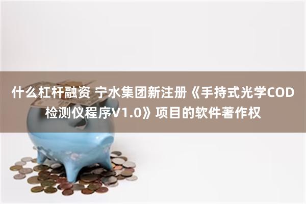 什么杠杆融资 宁水集团新注册《手持式光学COD检测仪程序V1.0》项目的软件著作权