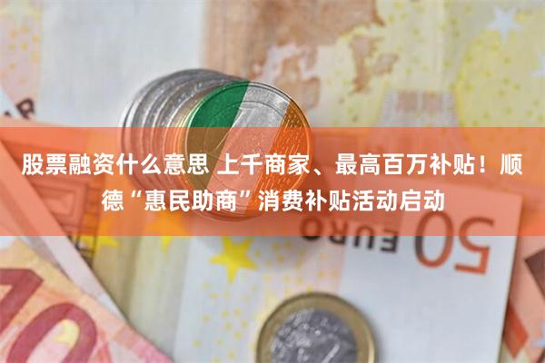 股票融资什么意思 上千商家、最高百万补贴！顺德“惠民助商”消费补贴活动启动