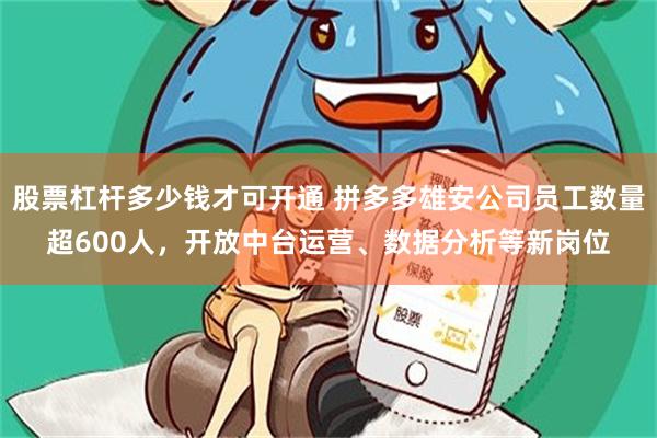 股票杠杆多少钱才可开通 拼多多雄安公司员工数量超600人，开放中台运营、数据分析等新岗位