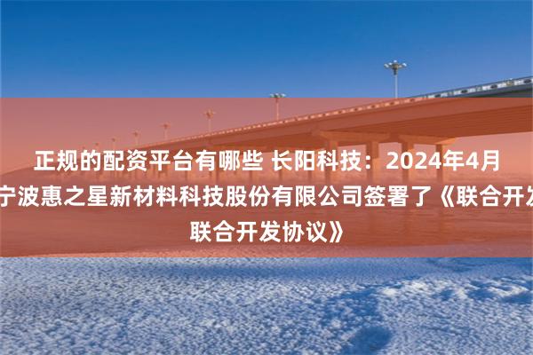 正规的配资平台有哪些 长阳科技：2024年4月公司与宁波惠之星新材料科技股份有限公司签署了《联合开发协议》